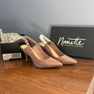 Nanette Lepore Lilac Suede Slingback Pointed Pumps - Still in box, never worn!